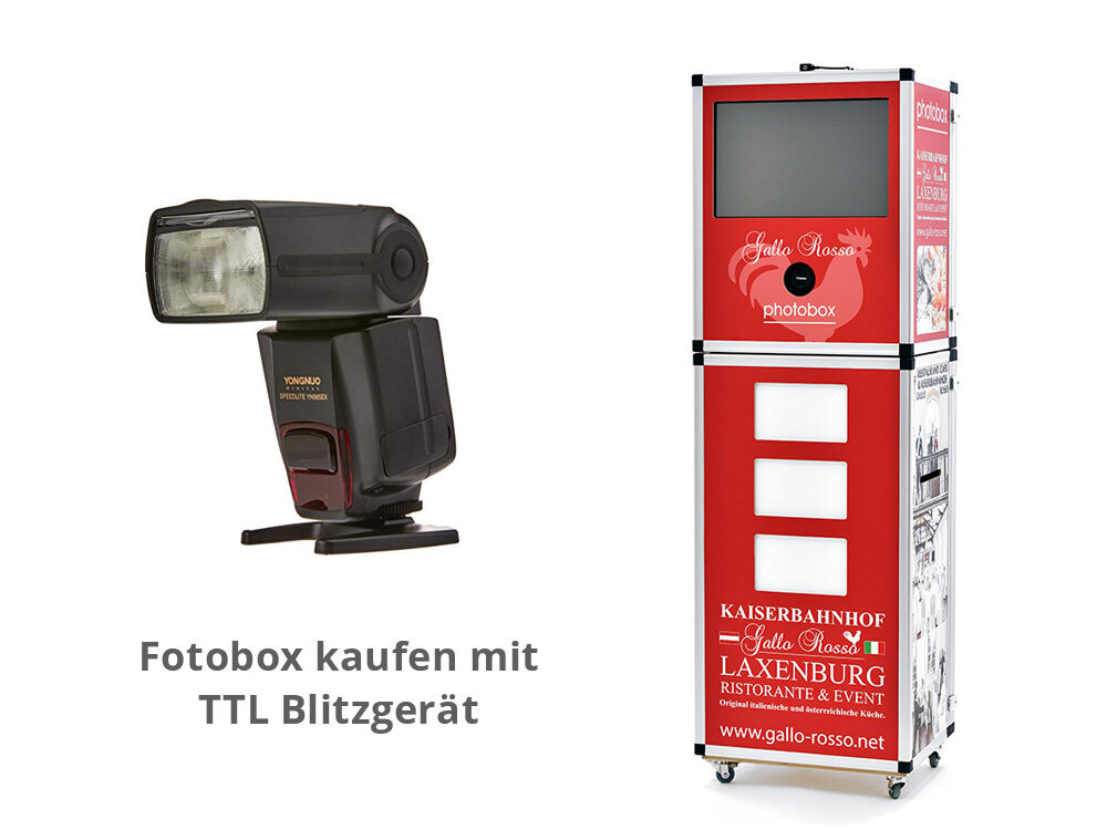 Fotobox mit TTL-Blitzgerät und Münzeinwurf